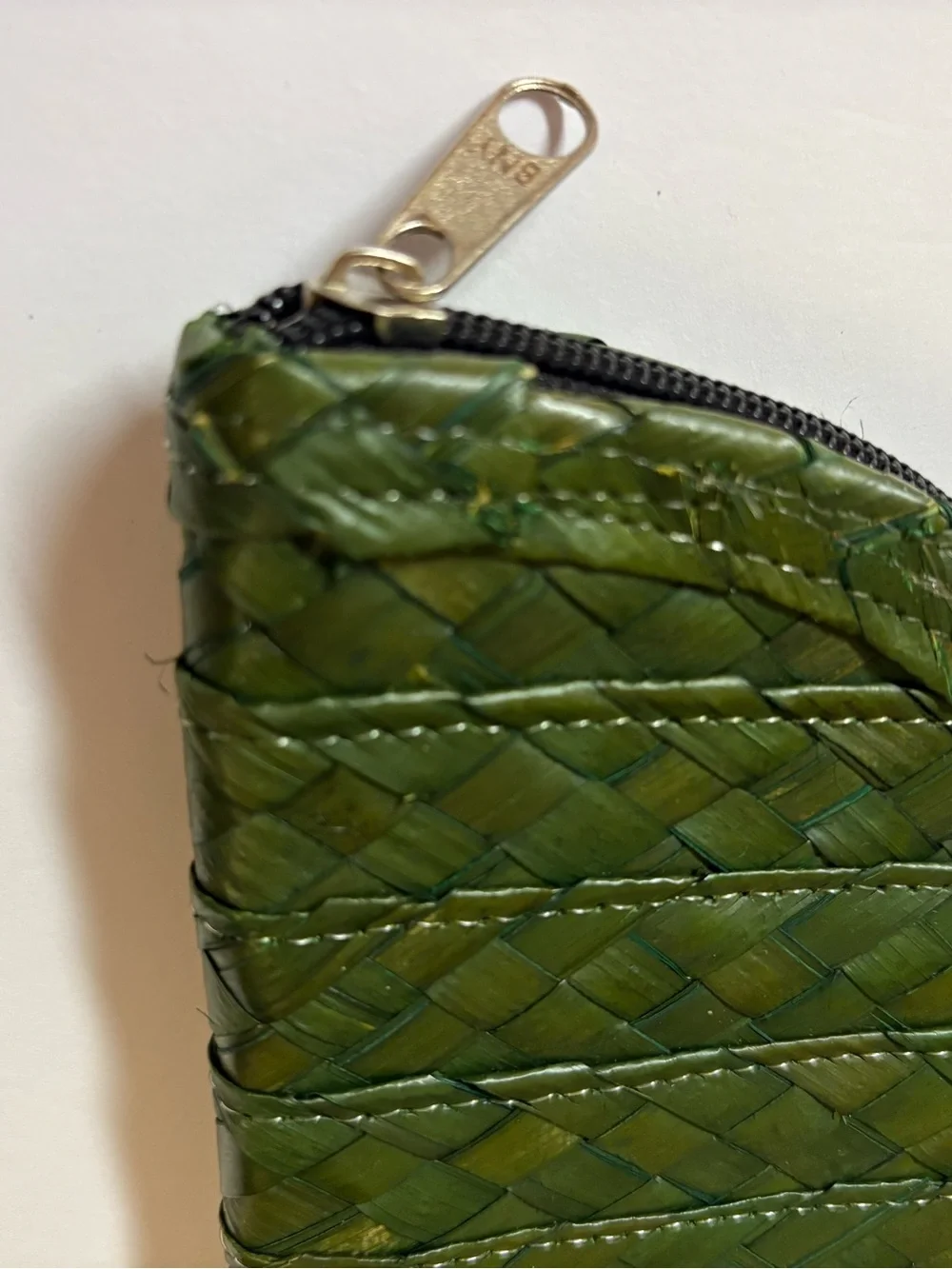 Unbranded Woven Half-Moon Zip Clutch — Dark Green